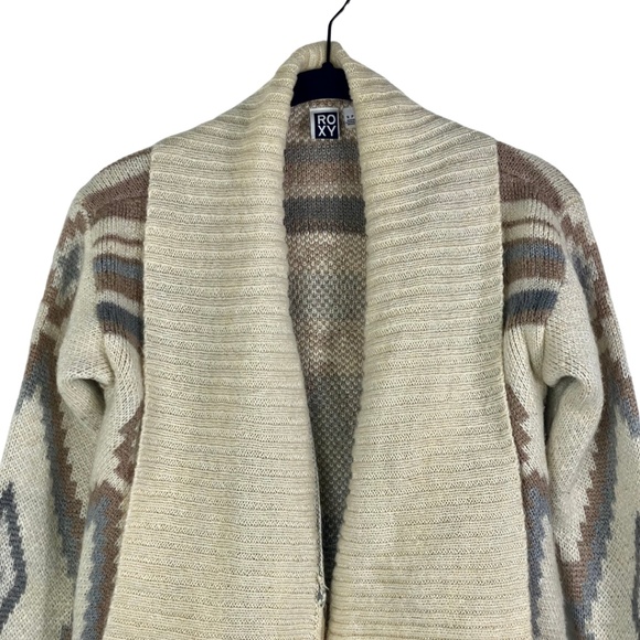 Roxy Patterned Bohemian Knit Open Front Cardigan - Picture 2 of 5